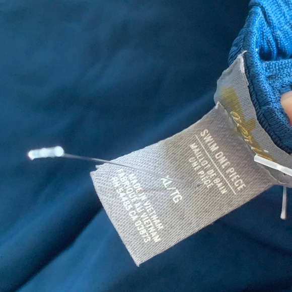 Aerie XL Cheeky Ribbed Smocked Scoop Neck One Piece Swimsuit High Cut Blue Sexy - Picture 3 of 12